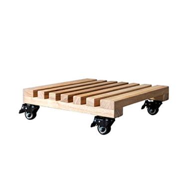 Imagem de FQCXCKJ Carrinho para plantas quadrado de madeira, carrinho de vasos de madeira com rod...