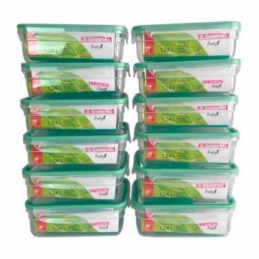 Imagem de Kit 12 Pote Plástico Trava Hermético 1,24l Freshy Sanremo