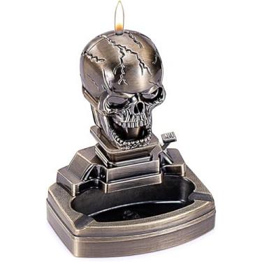 Imagem de Cinzeiros metálicos para homens fumadores cinzeiro criatividade caveira vintage retro multifuncional para mesa de escritório em casa ornamentos