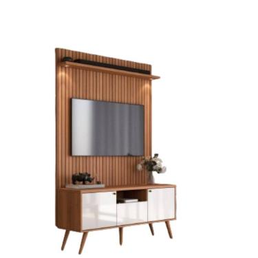 Imagem de Rack Movelove 2 Portas e 1 Gaveta com Painel Led Efeito Ripado para TV 70 Polegadas River 136cm