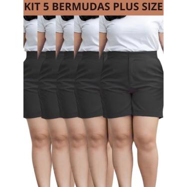 Imagem de Kit 5 Shorts Feminino Plus Size em Alfaiataria Cintura Alta e Modelage