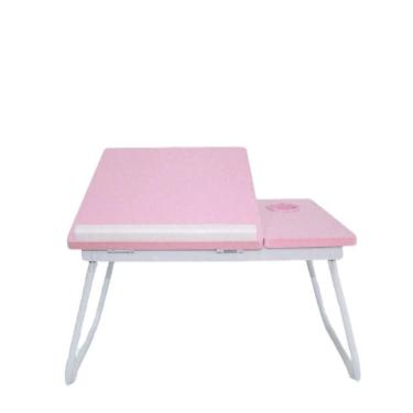 Imagem de Suporte Para Notebook Mesa Madeira Cama Ajustavel Multifuncional Sofa Apoio Home Office Dobravel Rosa