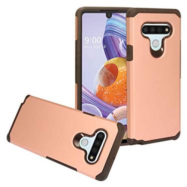 Imagem de CELZEN - para LG Stylo 6 LM-Q730 (2020) - Capa de telefone híbrida emborrachada, AH2 Black/Rose Gold