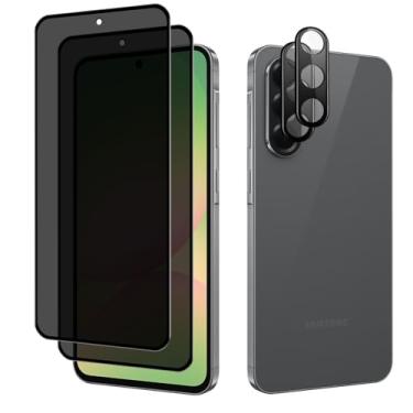 Imagem de CeiLarv 2 + 2 peças de vidro temperado para Samsung Galaxy A56 protetor de tela de privacidade [anti-espião] [anti-arranhões] [dureza 9H] película protetora de lente de câmera para Samsung Galaxy A56