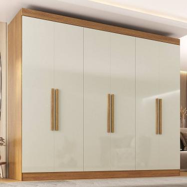 Imagem de Guarda Roupa 6 Portas WT MDP com Puxador Paris  Cinamomo/Off White