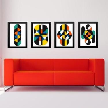 Imagem de Kit 4 Quadros Gravuras Coloridas Bauhaus 24X18Cm - Com Vidro - Quadros