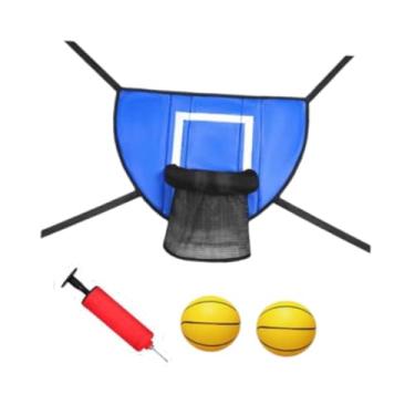 Imagem de YIJU Mini cesta de basquete para trampolim, acessório de trampolim para todas as idades, para crianças e adultos, gol de basquete, rodapé leve, Azul