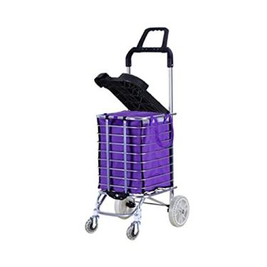 Imagem de Carrinho de compras de carrinho, carrinho de compras dobrável de alumínio, carrinho de compras pequeno, carrinho de mão, carrinho de caminhão, carrinho de carro, trailer mudo puxar mercadorias de