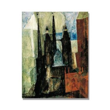 Imagem de NHLDZYH Impressões de Lyonel Feininger, (sem título 14), reproduções de pinturas famosas, imagem de arte abstrata para sala de estar quarto decoração de casa. Somente tela de 70 x 90 cm - 27,6 x 35,4