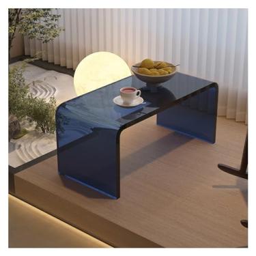 Imagem de Mesa de Centro Mesa pequena de janela flutuante acrílica, mesa de estar, mesa de computador, casa moderna simples tatami mesa curta Mesa de Chá(Blue)