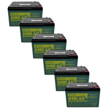 Imagem de Kit 6 Baterias Estacionárias Duran 15AH 12V VRLA AGM Ciclo Profundo Bi