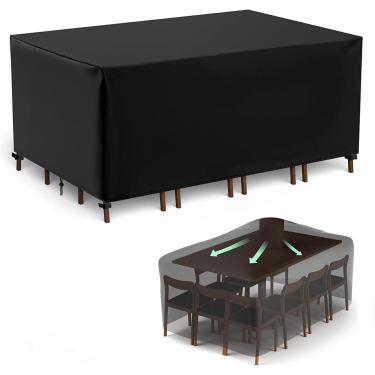 Imagem de Capas De Móveis De Jardim, Capa De Móveis De Jardim Grande Retangular, Capas De Guarda-chuva De Jardim De Tecido Oxford 600d à Prova D'água, à Prova De Vento, Anti, Black, 150x80x80cm