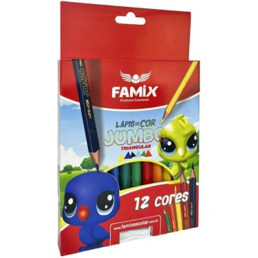 Imagem de Lápis de Cor Jumbo Triangular Tam.12,5cm 12 Cores - Famix