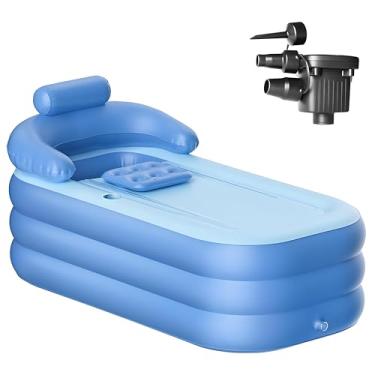 Imagem de Gavzrt Banheira Inflável de Imersão Azul, 160 cm, PVC, Independente, Minimalista