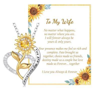 Imagem de IEFLIFE Presentes de girassol para mulheres – Colar de girassol banhado a ouro 14 K para mulheres, colar You Are My Sunshine, presente para ela, presente de aniversário de dia das mães e joias