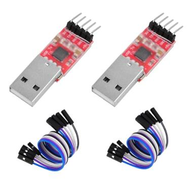 Imagem de YELUFT 2 peças CP2102 USB para módulo TTL - adaptador conversor serial Downloader para microcontroladores de programação UART STC 3.3V e 5V com cabo Jumper