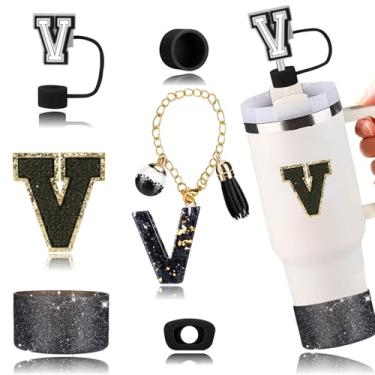 Imagem de Conjunto de acessórios para copos Stanley, incluindo 2 peças de capa de canudo de 1 cm, 1 conjunto de 3 tampas de silicone à prova de derramamento, 1 pingente de alça de flor fofo, 1 bota de silicone