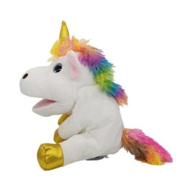 Imagem de Fantoches De Mão De Unicórnio, Brinquedos De Pelúcia Para Crianças, Bo