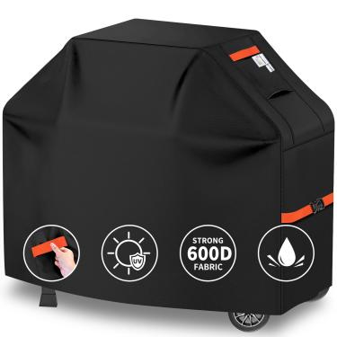 Imagem de Kiafmol Capa Para Grelha Externa 600D Resistente, 64 Polegadas, À Prova D'Água, Resistente A Raios Uv E Desbotamento, Com Alças Ajustáveis, Weber, Blackstone, Charbroil Etc., Preta
