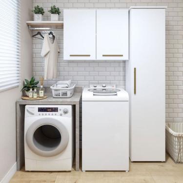 Imagem de Lavanderia Completa Uberlândia 3 Portas 5 Prateleiras Branco - Kaiki Móveis