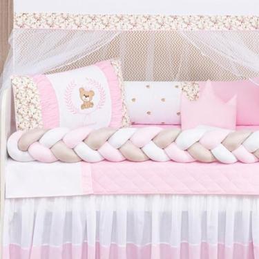 Imagem de Kit Berço Bebê Menino 11 Peças Com Saia E Mosquiteiro - De Luca Enxova