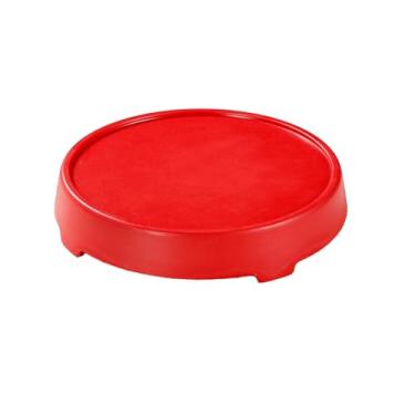 Imagem de Porcelana estilo japonês esmaltada redonda simples anti-queda delicada placa de churrasco - 33 cm [vermelho]