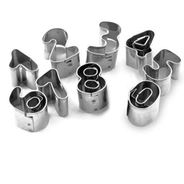 Imagem de Kit 9 Aros Numéricos Aço Inox Cortador Forma Números Para Pasta Americana Biscuit Biscoitos E Massas