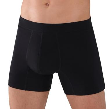 Imagem de REELINDRY Cueca boxer para incontinência masculina, lavável, absorvente, 65 g, à prova de vazamento, controle da bexiga da próstata, pacote com 1 (preta, G)