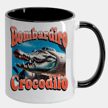 Imagem de Caneca Branca com Alça e Interna Preta 325ml - Bombadiro Crocodilo Funny Italian Brainrot Meme 3
