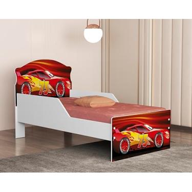 Imagem de Mini Cama Infantil Livia Em MDF Adesivada Personagens Divertida Para Crianças (Mc queen vermelho 07)