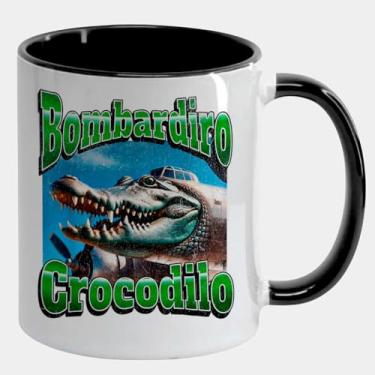 Imagem de Caneca Branca com Alça e Interna Preta 325ml - Bombadiro Crocodilo Funny Italian Brainrot Meme 2