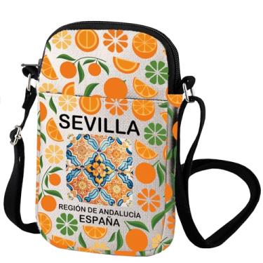 Imagem de Bolsa transversal de viagem em Sevilha Presente para amantes de Sevilha Espanha Landmark Crarry On Bag Presente Cidade Espanhola Presente Sevilha Laranjas, Sevilha