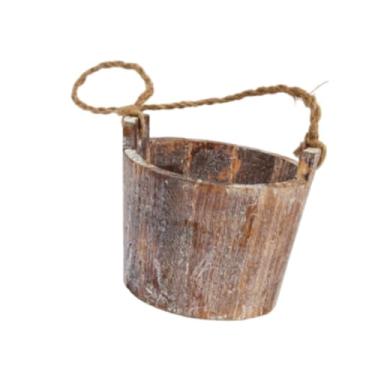 Imagem de Baoblaze Vaso de madeira para flores, vaso compacto e resistente para decoração de casa, cesto suspenso, balde de flores para flores, varandas, plantas ao ar