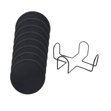 Imagem de KiBcsLic 8x Conjunto de porta-copos de silicone para café, proteção de mesa, porta-copos de silicone para copos, jogo americano para tipos de xícaras, quentes, com Suporte