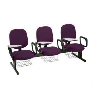 Imagem de Cadeira Em Longarina Para Escolas Linha Uno Roxo - DESIGN OFFICE MÓVEI