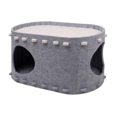 Imagem de Stgfyxgs Casa para Gatos Cama para Gatos Caverna Fácil de Montar Túnel para Gatos Tenda para Gatos Condomínio para Dormir Esconder Vários Gatos Brincar Ao Ar L, Cinza claro