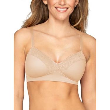 Imagem de Vanity Fair Sutiã feminino sem aro sem esforço, suporte macio sem fio e bojos de espuma de memória, P-3GG, plus size, Bege, M