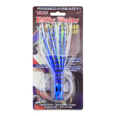 Imagem de Billy Baits, Magnum Turbo Whistler Rigged & Ready, saia azul/pérola/pérola, cabeça de 59 g, gancho Mustad 7/0, giratório AFW, linha mono Grand Slam de 45 kg, 1,8 m