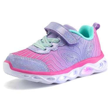 Imagem de COODO Tênis infantil para meninos e meninas com iluminação LED piscando, Magenta, 13 Little Kid