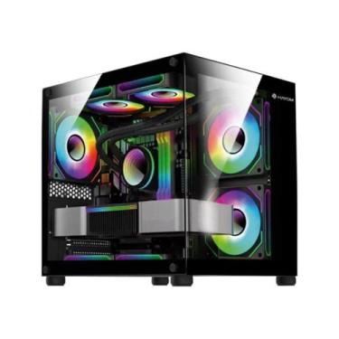 Imagem de Gabinete Gamer HAYOM, Mini Tower, M-ATX, Lateral e Frontal em vidro, 4