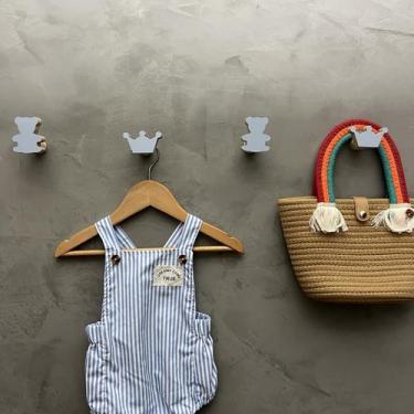 Imagem de 4 Ganchos de parede Urso e Coroa decoração infantil princesa - Hanger 