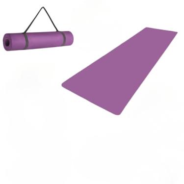 Imagem de Tapete Yoga Mat 1,70mx55cmx10mm Confortável Grosso Colchonete Tatame Exercício em Casa-Adequado para home treinos com almofadas(Lilás,Com Alça)