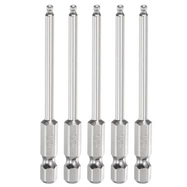 Imagem de HARFINGTON 5 peças de pontas esféricas hexagonais H2,5 (2,5 mm) cabeça 1/10.2 cm haste sextavada 75 mm (3") de comprimento magnético S2 aço métrico chave de fenda chave de broca soquete ferramenta