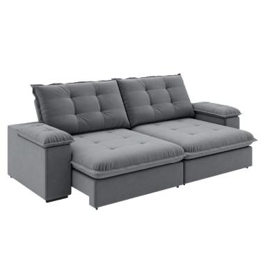 Imagem de Sofá Retrátil E Reclinável Bipartido 2,50m 4 Lugares Fofão Slim Luizzi Chumbo