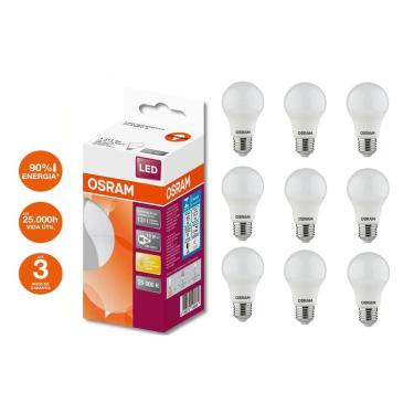 Imagem de Lâmpada Led Bulbo 15W Osram Luz Amarela 3000K Kit 10Pçs