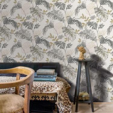 Imagem de Papel De Parede Ciara Folhagem Branco A64301