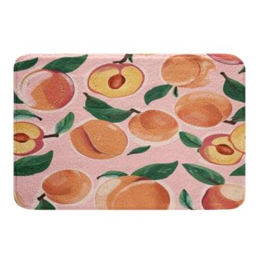 Imagem de Tapetes de banheiro pêssego tapetes de banho de frutas de verão para banheira para meninos meninas tapetes de banho de pêssego suculento para banheiro antiderrapante rosa frutas frescas acessórios de banheiro 16" x 24"
