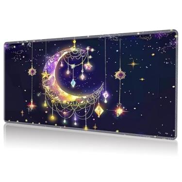 Imagem de DHYYDSQZ Playmat for MTG, Game Play Mat Card Game Playing 24 x 14 inches Tabletop Magic Play Mats Non-Slip Rubber Base and Stitched Mousepad Desk Mats Playmats for MTG TCG,Galaxy Moon