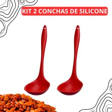 Imagem de Kit 2 Conchas de Silicone Vermelha Utensilio Culinário ùtil para Casa 