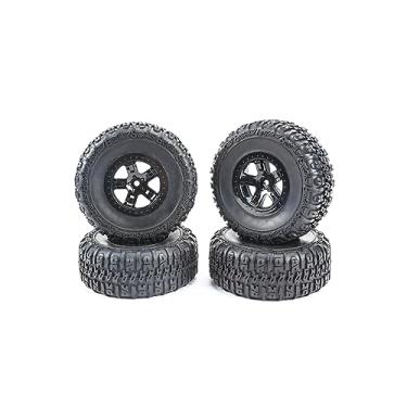 Imagem de RCAWD for Slash 4X4 & Slash 2WD & for Losi Baja Rey 12mm Hex Adapter 1/10 Short Course Truck, Pre-Glued Wheel Tire Set with Foam Inserts OD 118mm Width 46mm Rubber Nylon Upgrade Part LG-018BL